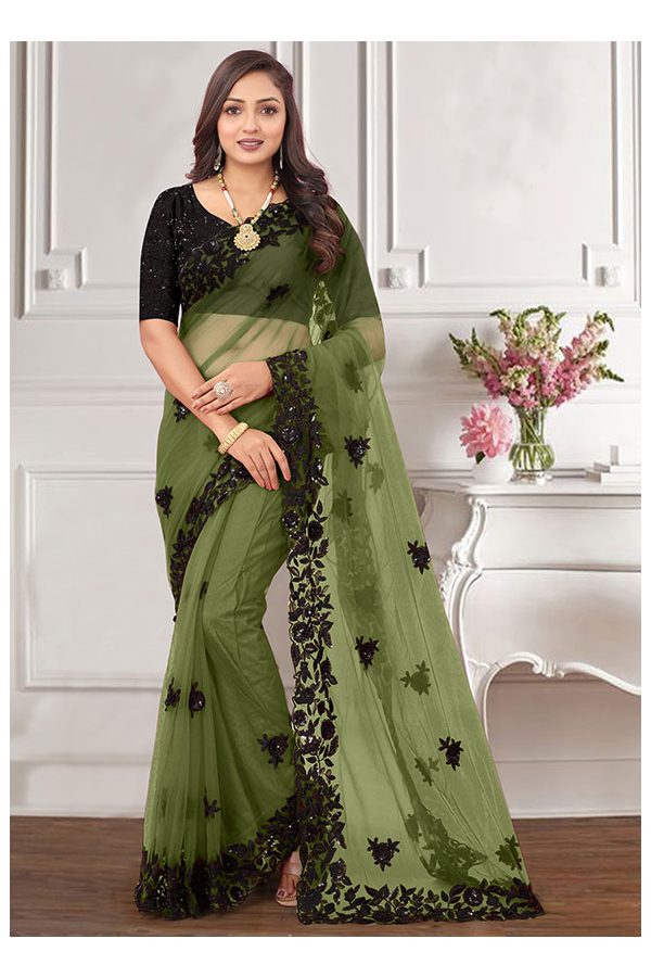 Mehandi Green Handloom Half Saree – Vastrasuka