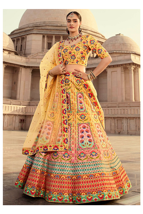 Multicoloured vibrant Rajasthani lehenga choli Illustration | Ritu kumar |  Fashion Illustration - YouTube