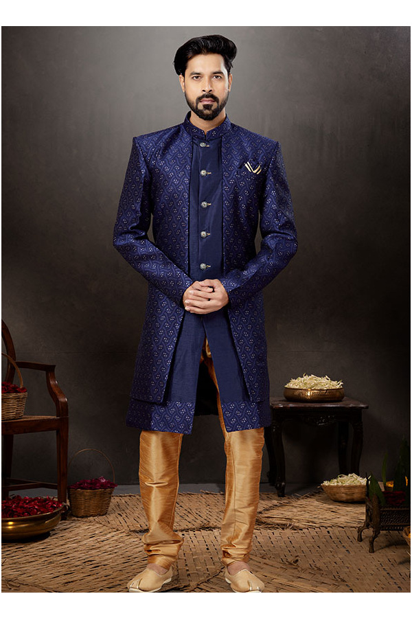 Navy sherwani clearance