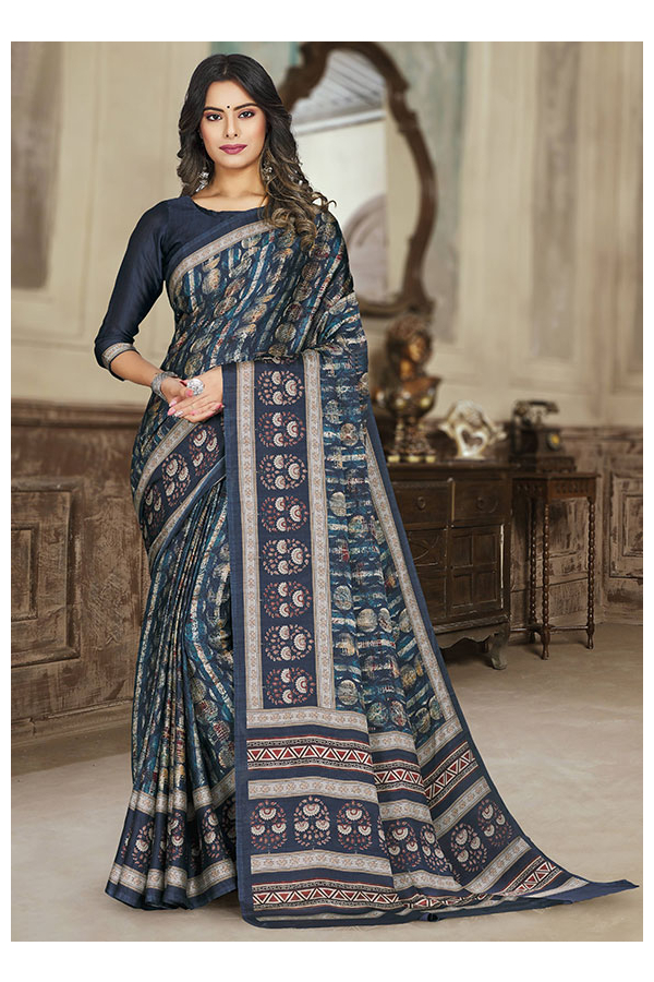 Fabeha Fashion - Festival essentials! A saree you will adore, designed by  Fabeha. A navy blue saree with dazzling gold blouse and matching border, is  perfect for any semi-formal occasion. Dress Code: