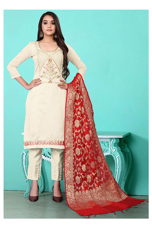 Off white hotsell banarasi dupatta