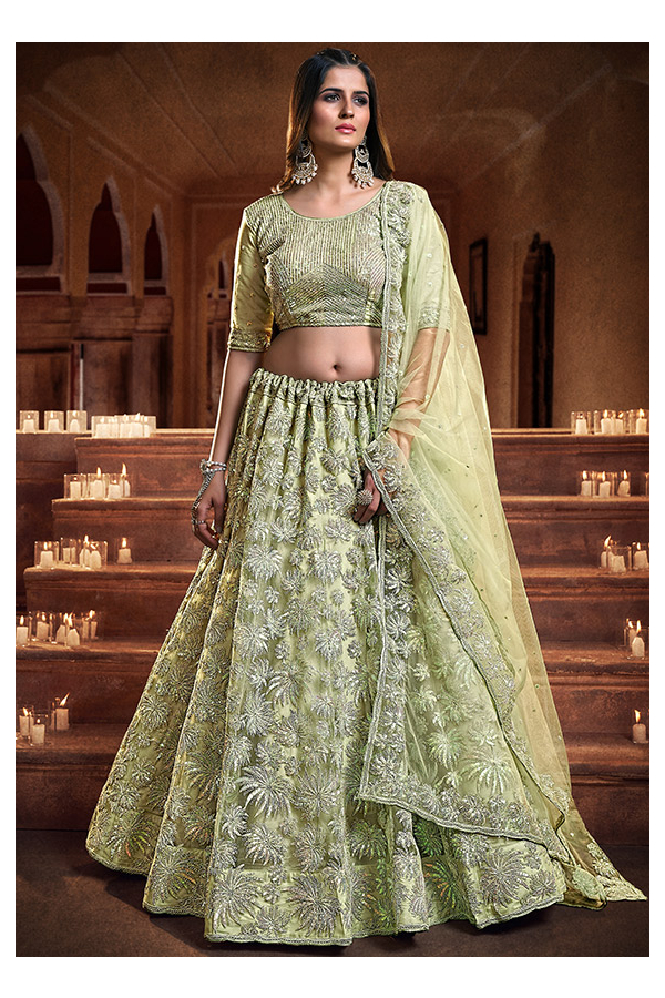 Light Green Color Wedding Lehenga Choli in Net With Sequence Embroidery  Work | Wedding lehenga, Indian bridal lehenga, Lehenga choli