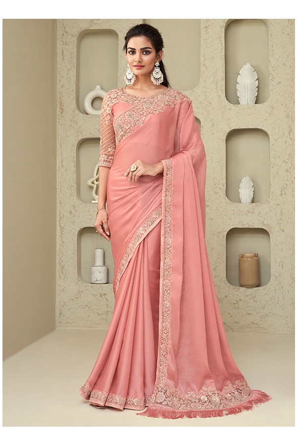 Fantastic Peach Color Soft Silk Designer Saree Online Shopping –  TheDesignerSaree