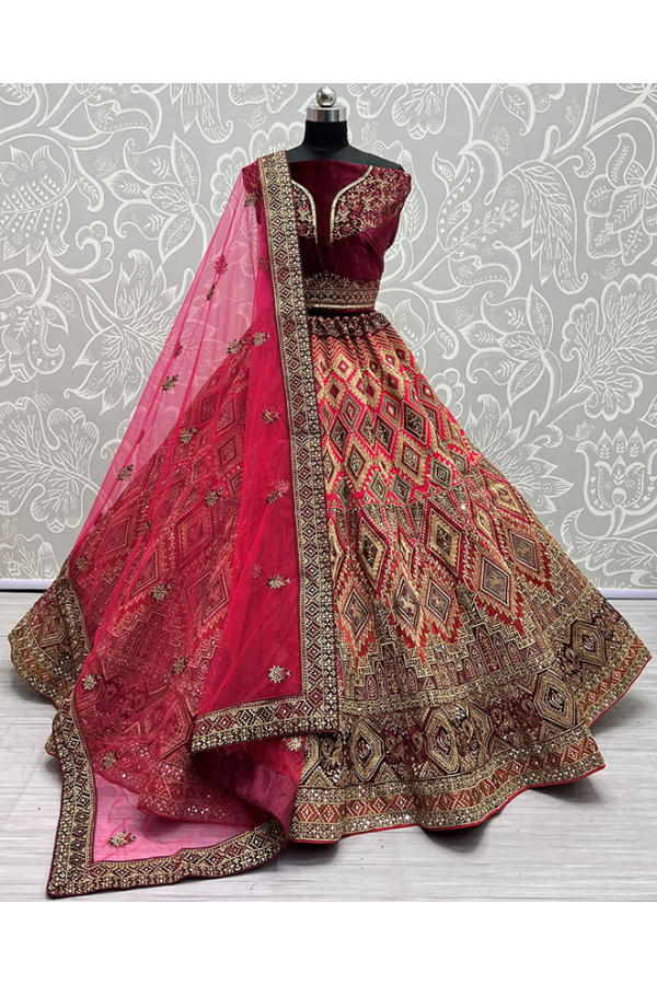 Designer Dori & Zarkan Worked Semi Stitched Lehenga Choli With Dupatta –  Cygnus Fashion