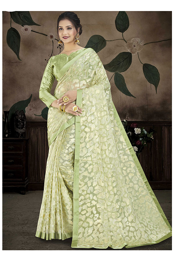 Trendy Saree Brasso Sea Green Print Saree – Kajols - Indian & Pakistani  Fashion & Tailoring