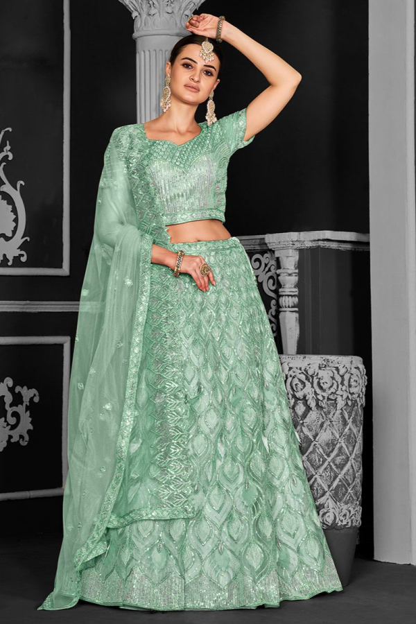 Bestseller | Sea Green Crush Designer Lehenga Choli, Sea Green Crush Designer  Lehengas and Sea Green Crush Ghagra Chaniya Cholis online shopping