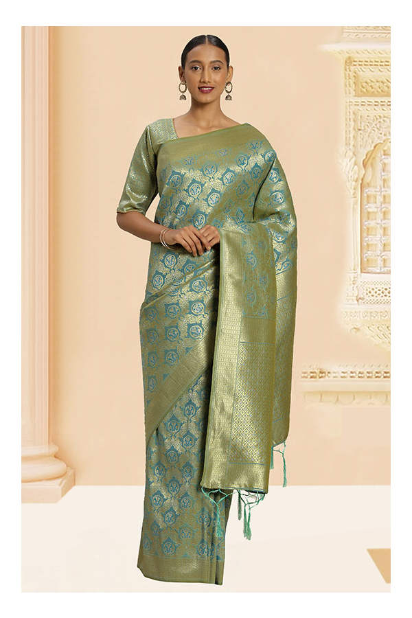 Tisha Sky Blue Banarasi Saree – Zariknyaa