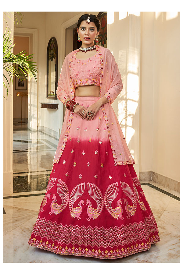 Buy Designer Peach Lehenga Choli With Zari and Multiple Sequence Embroidery  Work for Woman Party Wear Lehenga Choli With Dupatta Online in India - Etsy