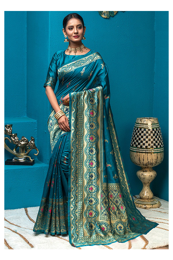 Banarasi Silk Sky Blue Saree|SARV152167