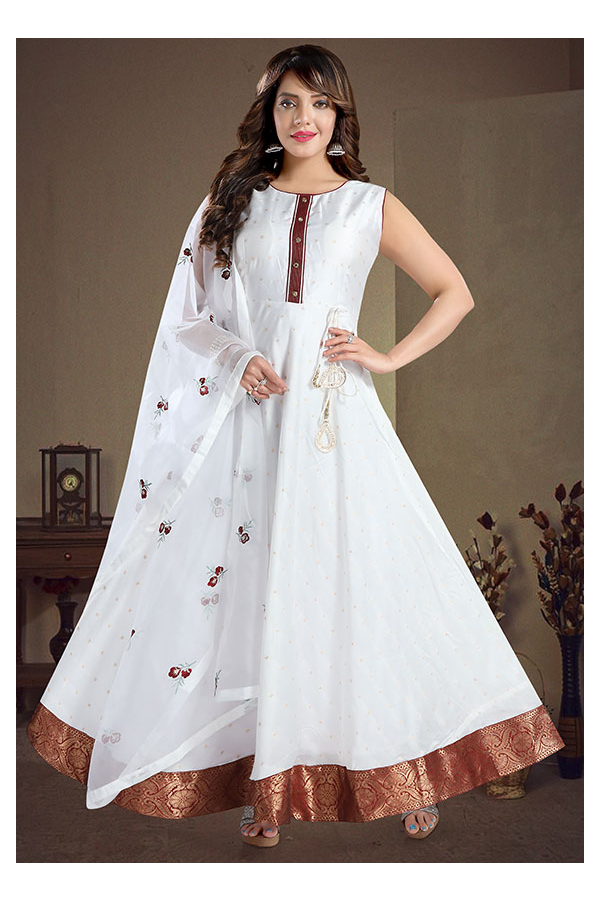 Party wear Stitched Chanderi Cotton Anarkali Suits, Dry clean at Rs 2199 in  Noida