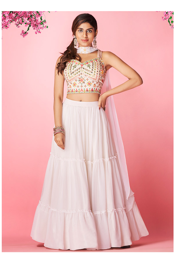 Buy Georgette Wedding Wear Lehenga Choli In Off White Color Online -  LLCV01801 | Andaaz Fashion