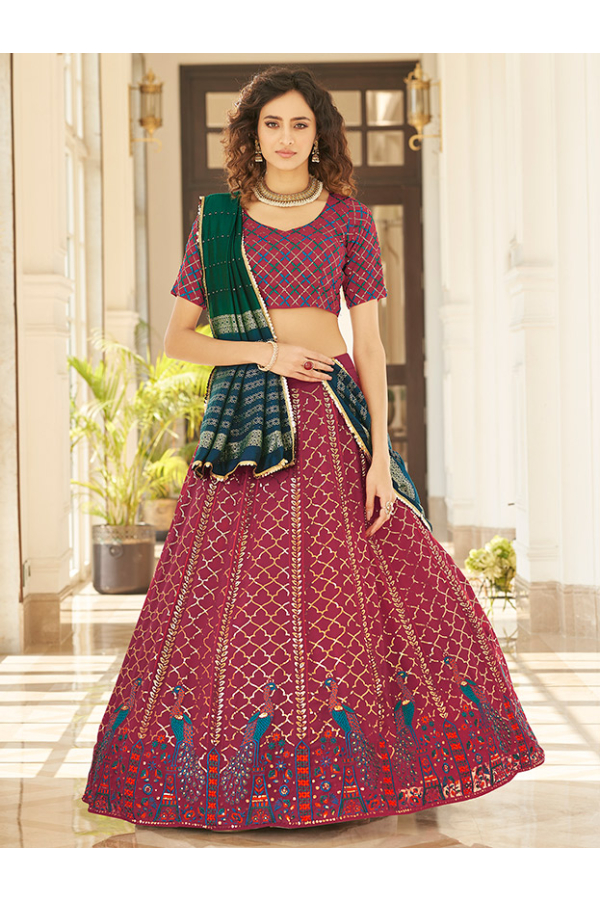 Buy Wine Wedding Wear Lehenga Choli Online At Zeel Clothing