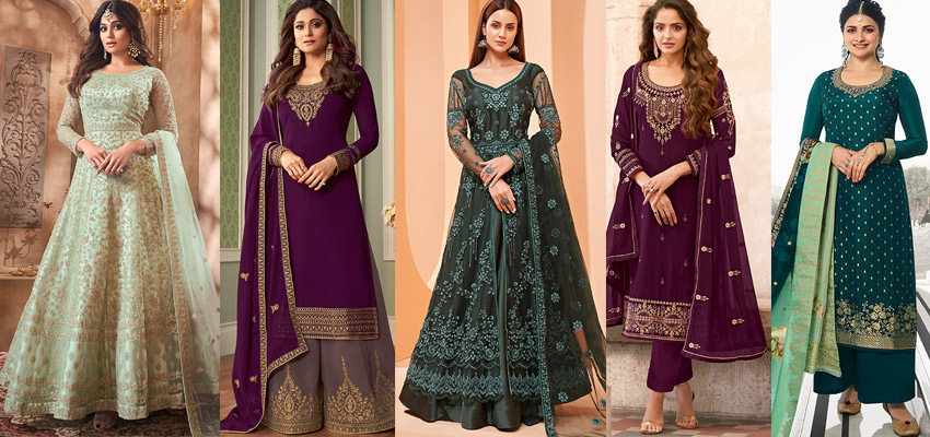Shop Teal Blue Embroidered Vichitra Festive Look Pakistani Suits From  Ethnic Plus